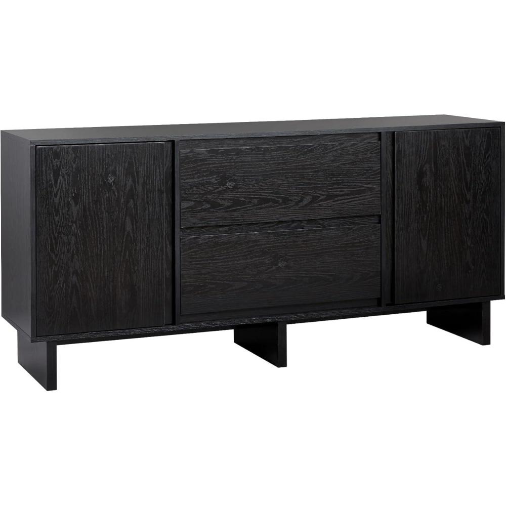 imageWalker Edison Modern Beveled 2Door 2Drawer Sideboard 63 Inch Coastal OakBlack