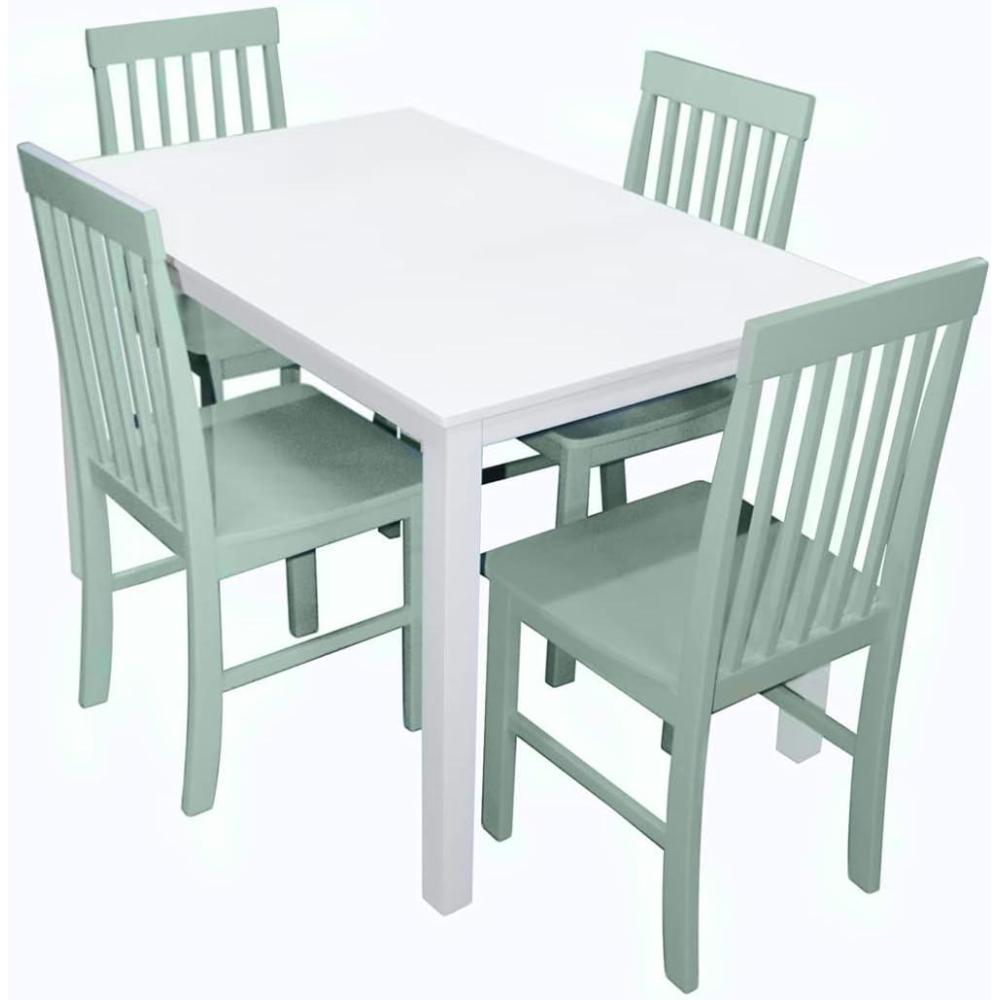 imageWalker Edison Modern Color Dining Room Table and Chair Set Small Space Living Kitchen Dining Set 48 Inch 4 Person White and Mint BlueWhite and Sage Green