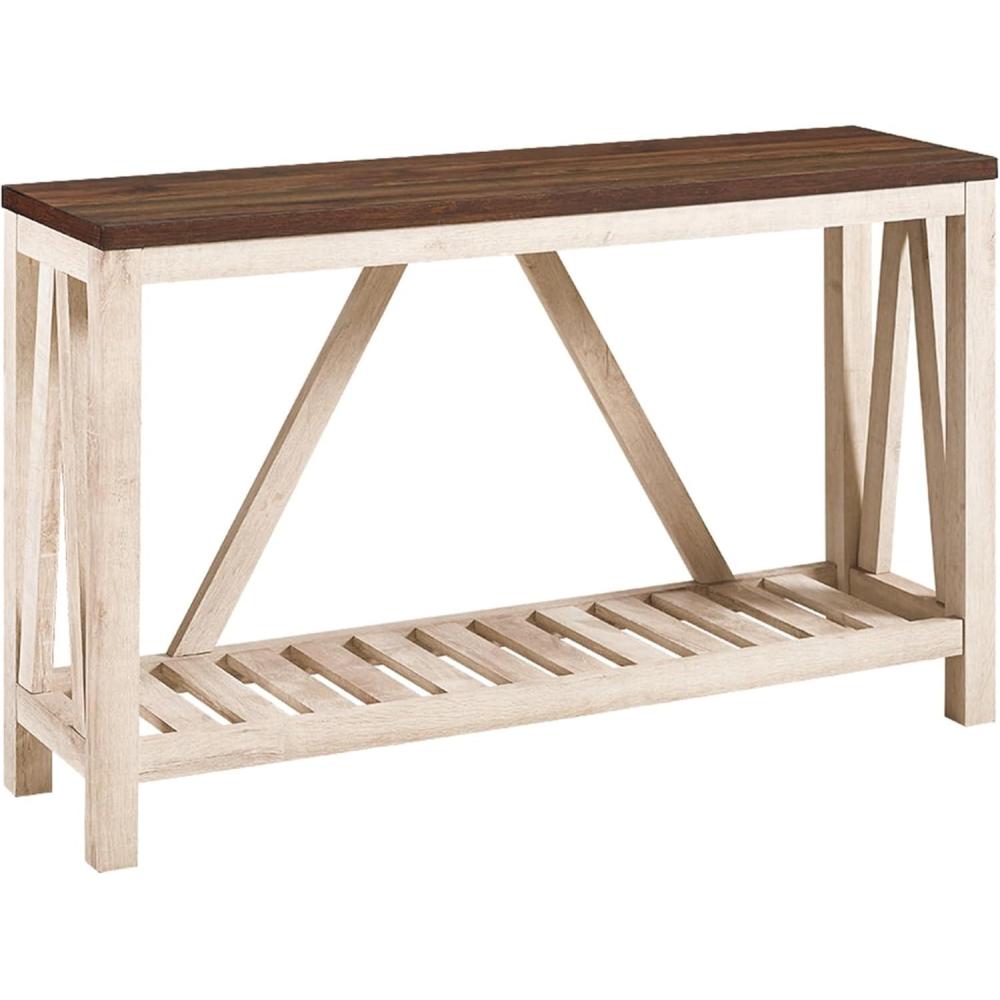 imageWalker Edison Modern Farmhouse Accent Entryway Table Entry Table Living Room End Table 52 Inch Rustic OakWhite Oak