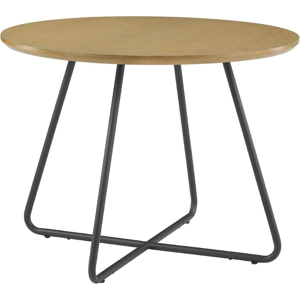 imageWalker Edison Modern Metal and Wood Round Dining Table 40 Inch English Ash