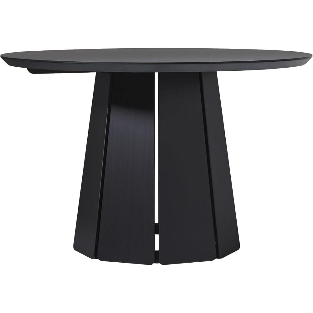 imageWalker Edison Modern PaneledWood Pedestal Base Round Top Dining Table 48 Inch BrownBlack
