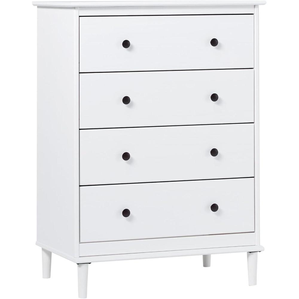 imageWalker Edison Modern Tall 4Drawer Solid Wood Dresser Bedroom Storage Drawer Organizer Closet Hallway 40 Inch CaramelWhitet