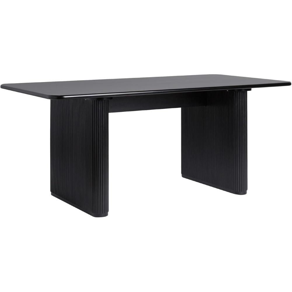 imageWalker Edison Modern Vertical Reeded PlinthBase Dining Table 68 Inch BirchBlack