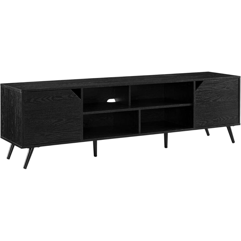 imageWalker Edison Nora Modern Minimal OpenShelf TV Stand for TVs up to 90 Inches 80 Inch Dark WalnutBlack