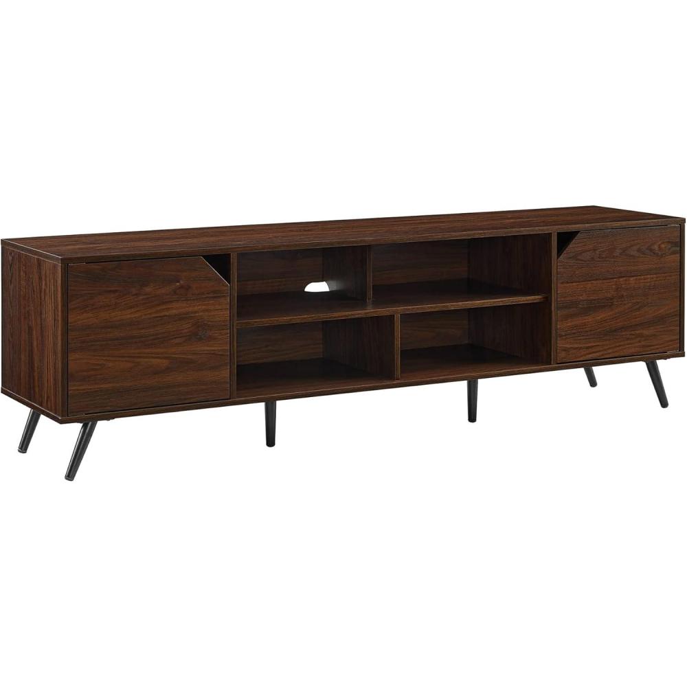 imageWalker Edison Nora Modern Minimal OpenShelf TV Stand for TVs up to 90 Inches 80 Inch Dark WalnutDark Walnut