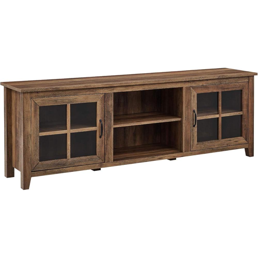 imageWalker Edison Portsmouth Classic 2 Glass Door TV Stand for TVs up to 80 Inches 70 Inch BirchRustic Oak