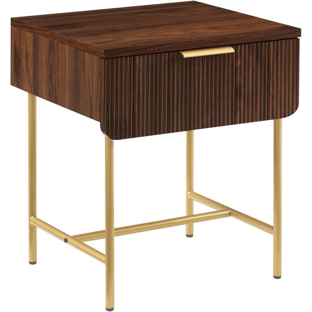 imageWalker Edison Reema Fluted Drawer Side Table 18 Inch Coastal OakDark Walnut