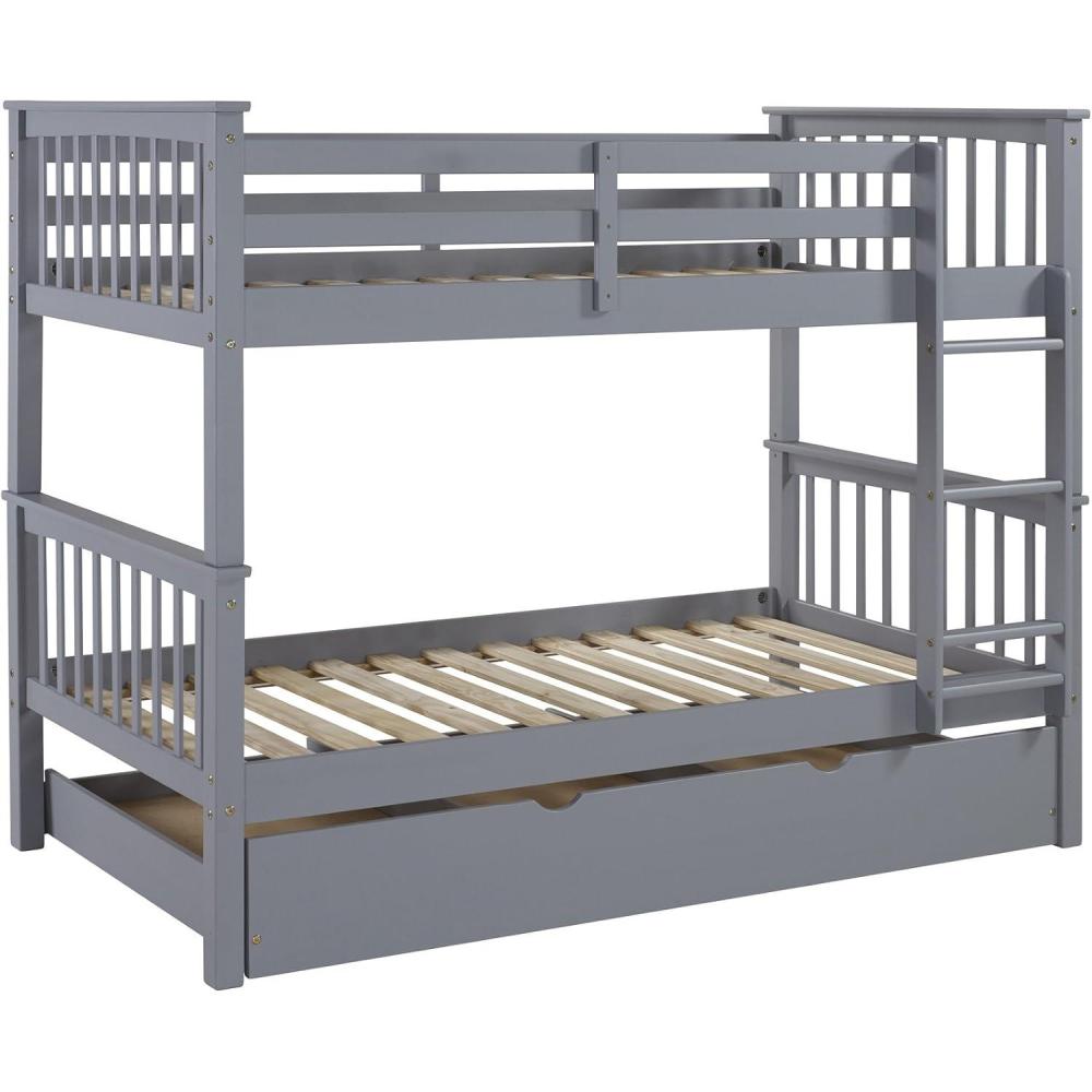 imageWalker Edison Resende Mission Style Solid Wood Twin over Twin Bunk Bed Twin over Twin GreyGrey