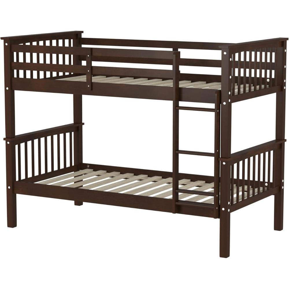 imageWalker Edison Resende Mission Style Solid Wood Twin over Twin Bunk Bed Twin over Twin GreyWalnut