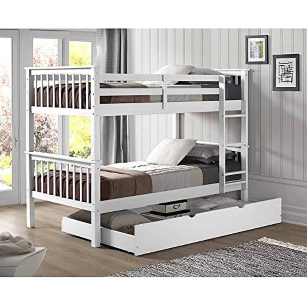 imageWalker Edison Resende Mission Style Solid Wood Twin over Twin Bunk Bed Twin over Twin GreyWhite