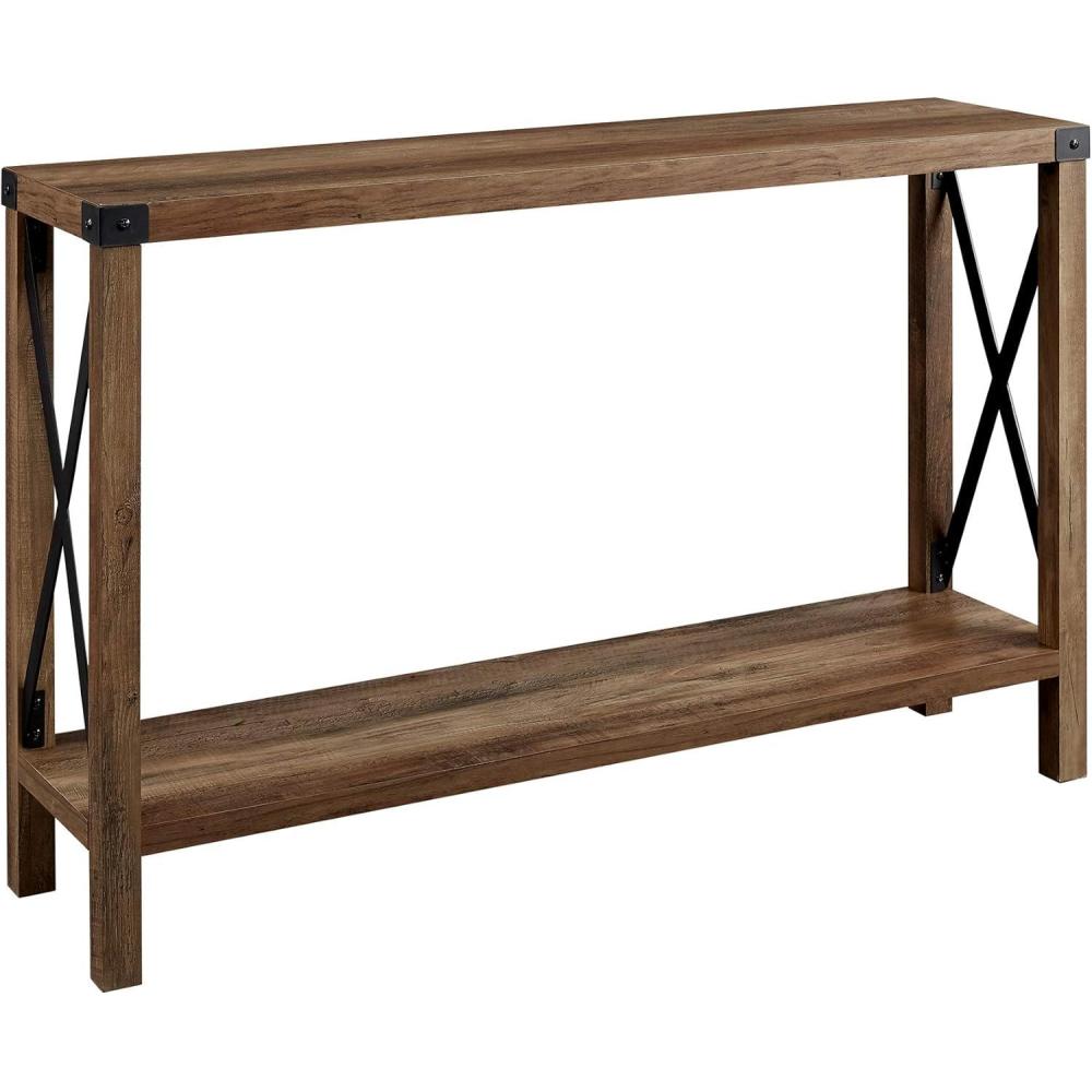imageWalker Edison Sedalia Modern Farmhouse Metal X Entry Table 46 Inch GreyRustic Oak