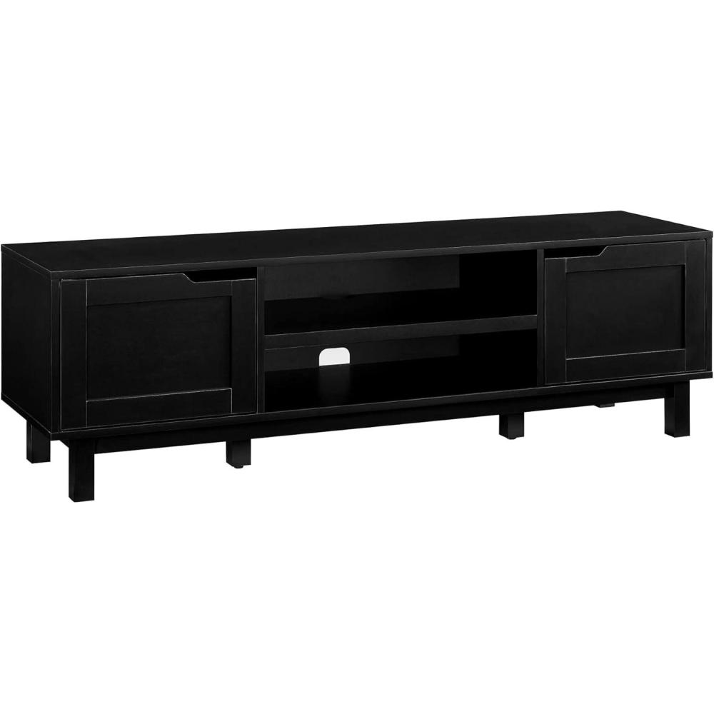 imageWalker Edison Tage Modern PullOpen Door Low TV Stand for TVs up to 65 Inches 58 Inch Solid BlackSolid Black