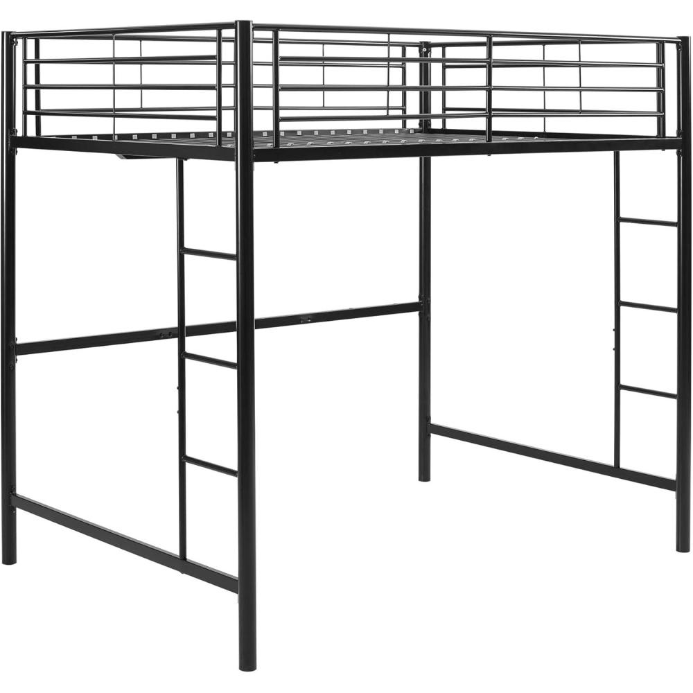 imageWalker Edison Timothee Urban Industrial Metal Double over Loft Bunk Bed Full Loft BlackBlack