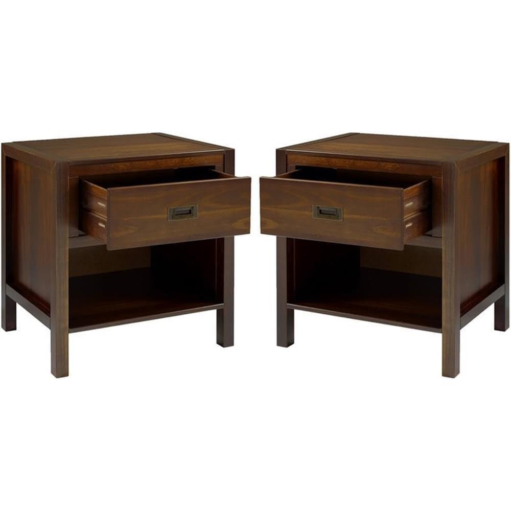 imageWalker Edison Traditional Simple Wood Rectangle Side Table Living Room Storage Small End Table 1 Drawer BlackWalnut