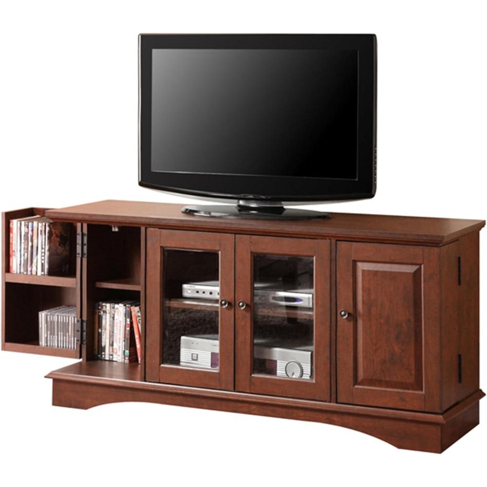 imageWalker Edison Traditional Wood Universal TV Stand with Storage Cabinets for TVs up to 65quot Living Room Entertainment Center 44 Inch Traditional BrownTraditional Brown