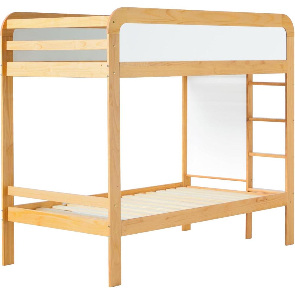 imageWalker Edison Twin Contemporary Solid Wood Bunk Bed Builtin Ladder No Box Spring Required Twin Size WalnutNatural Pine