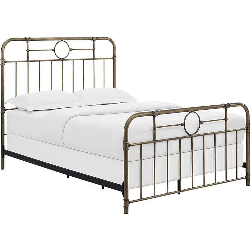 imageWalker Edison Vintage Metal Iron Pipe Queen Size Bed Headboard Bedroom Headboard Footboard Bed Frame Bedroom Queen BronzeBronze
