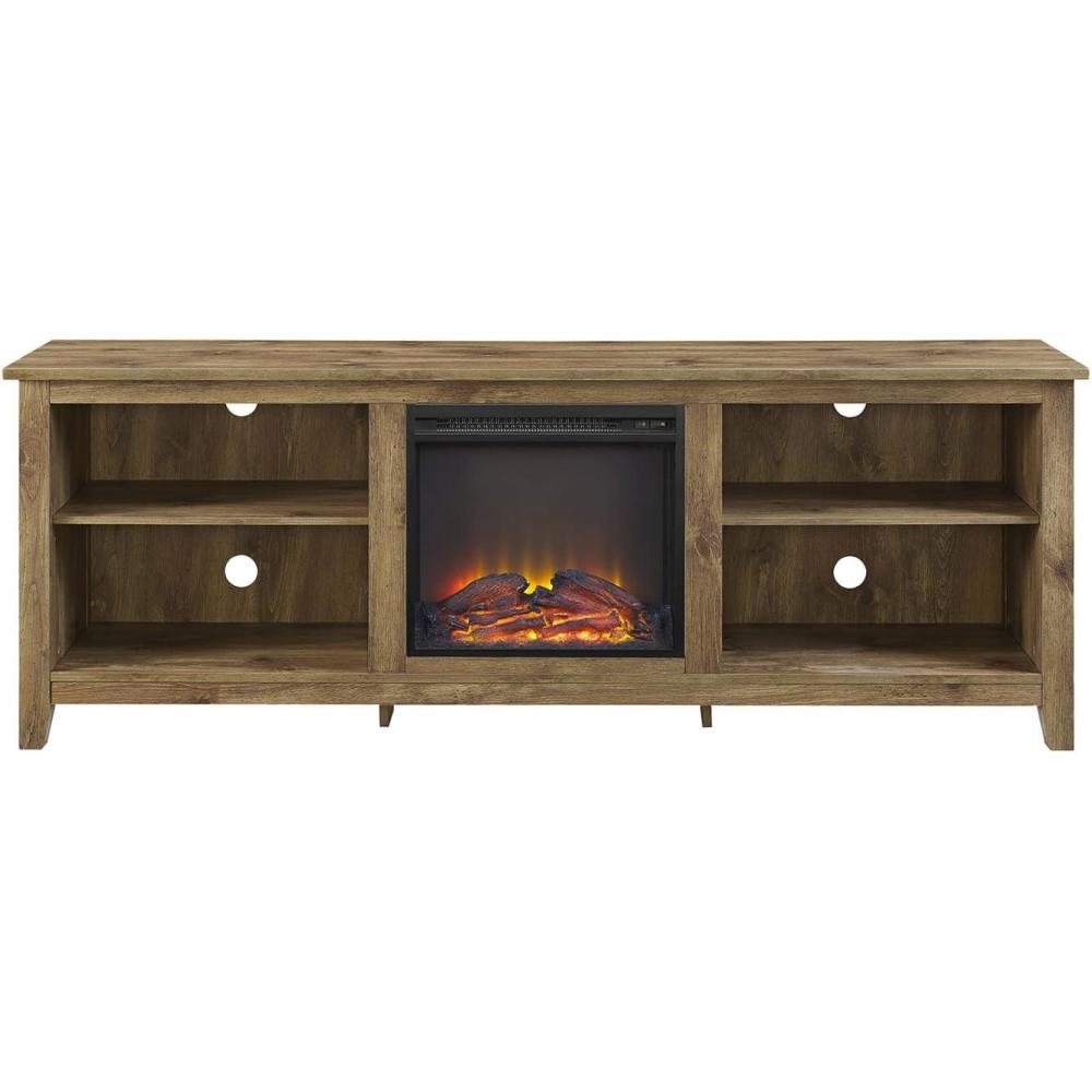 imageWalker Edison Wren Classic 4 Cubby Fireplace TV Stand for TVs up to 80 Inches 70 Inch EspressoBarnwood