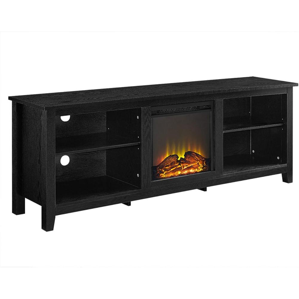 imageWalker Edison Wren Classic 4 Cubby Fireplace TV Stand for TVs up to 80 Inches 70 Inch EspressoBlack