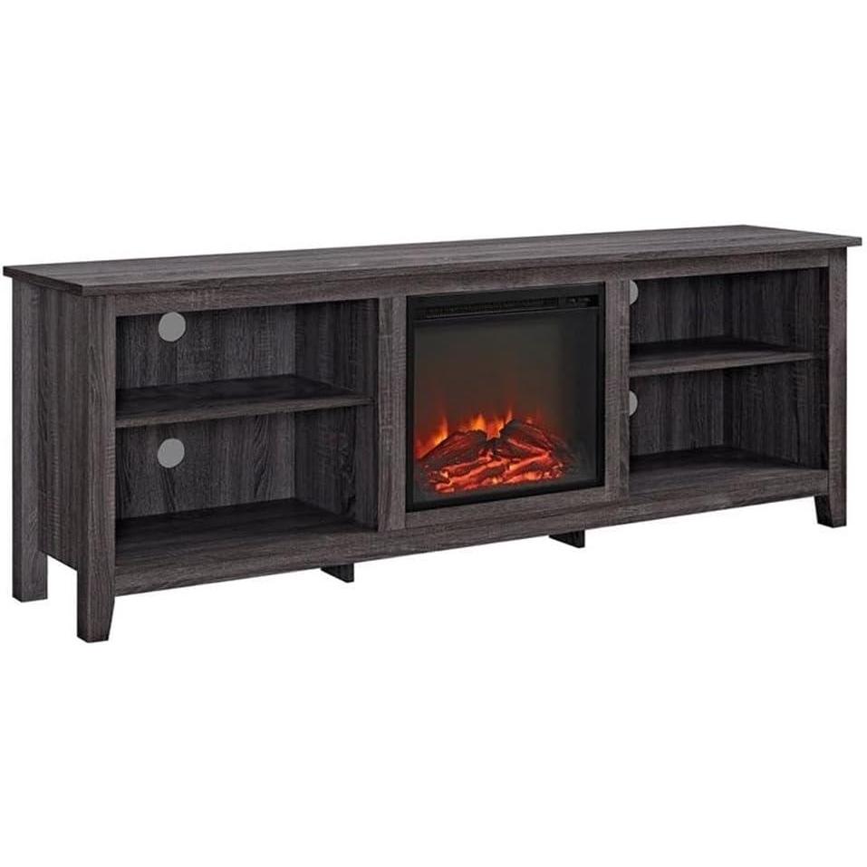 imageWalker Edison Wren Classic 4 Cubby Fireplace TV Stand for TVs up to 80 Inches 70 Inch EspressoCharcoal