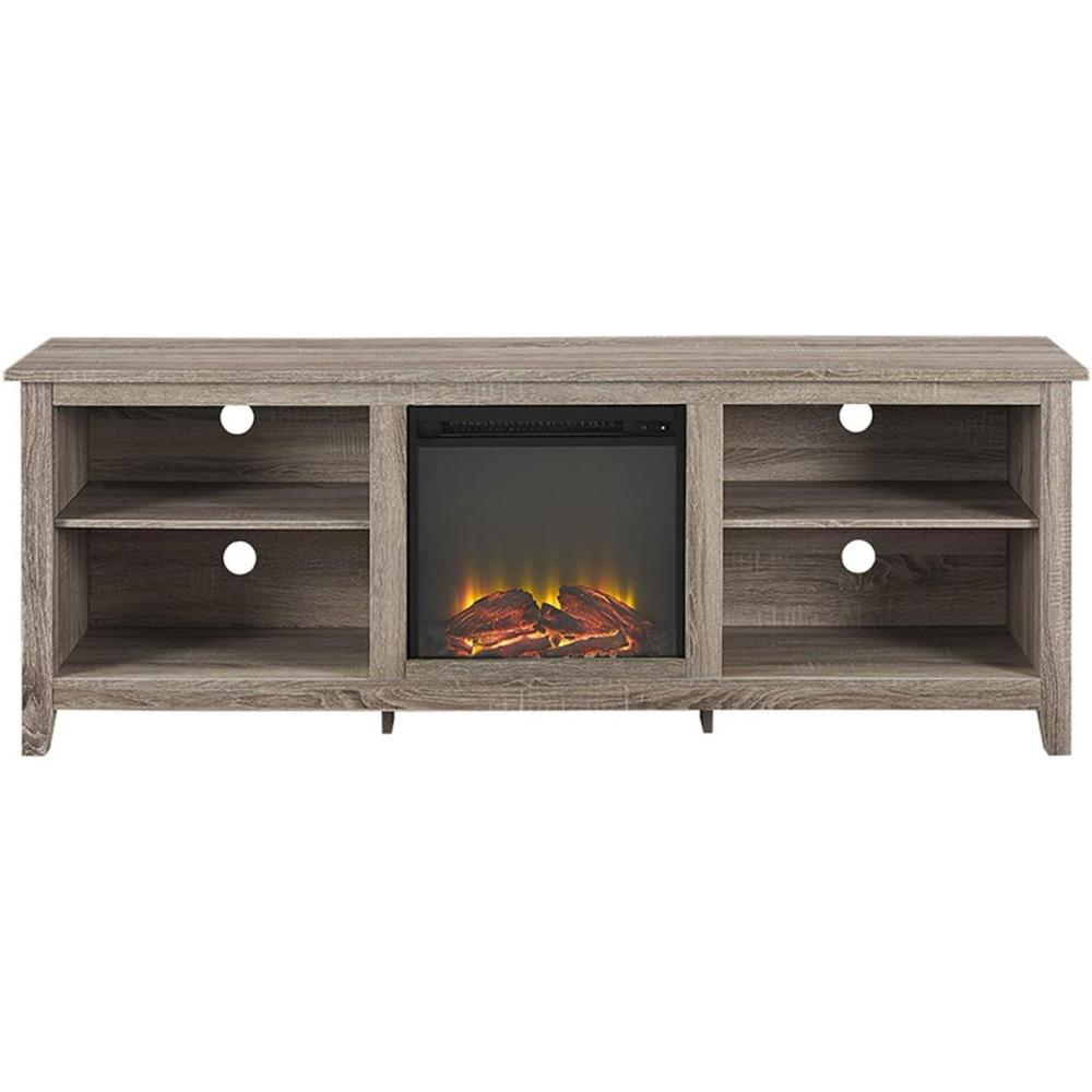 imageWalker Edison Wren Classic 4 Cubby Fireplace TV Stand for TVs up to 80 Inches 70 Inch EspressoDriftwood