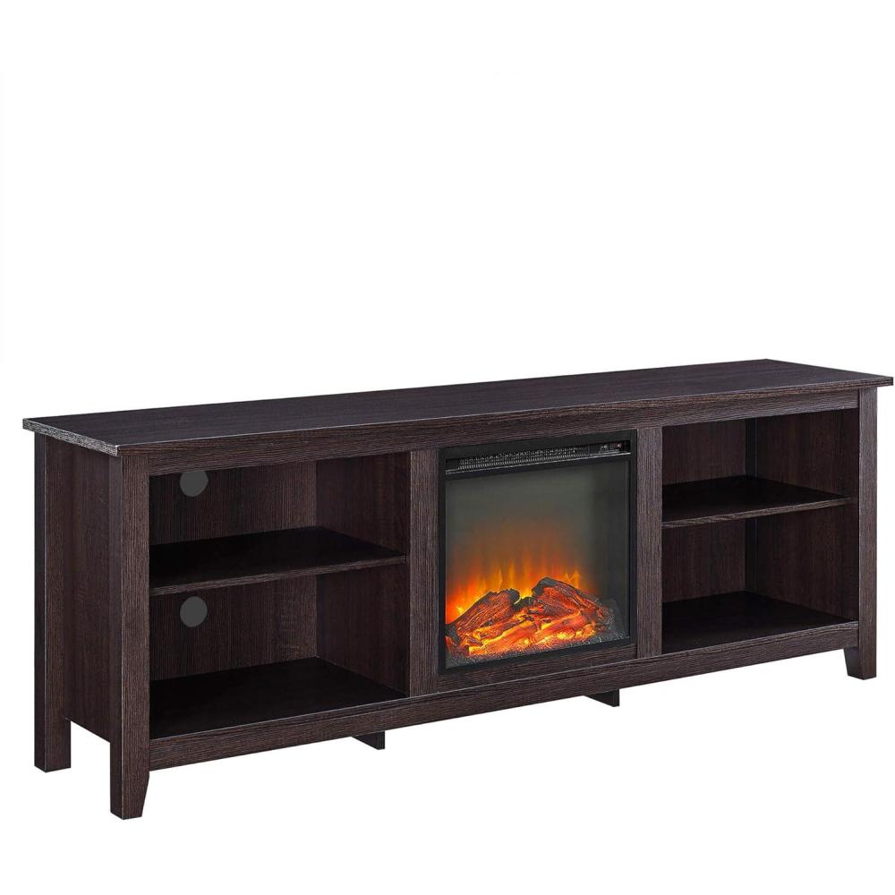 imageWalker Edison Wren Classic 4 Cubby Fireplace TV Stand for TVs up to 80 Inches 70 Inch EspressoEspresso