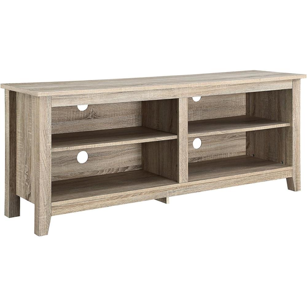 imageWalker Edison Wren Classic 4 Cubby Fireplace TV Stand for TVs up to 80 Inches 70 Inch EspressoNatural