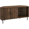imageWalker Edison 2 Door Glass Shelf Corner Stand Console fits TVs up to 55quot 48 Dark Walnut