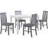 imageWalker Edison 4 Person Modern Farmhouse Wood Small Dining Table Dining Room Kitchen Table Set 4 Chairs Set 48 Inch White and Grey