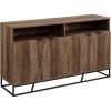 imageWalker Edison Angled Door CabinetSideboardBuffet with Open Shelf Storage 58 Rustic Oak