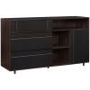 imageWalker Edison Caely Contemporary Minimal DecorativeDrawer Storage Sideboard 52 Inch Dark EspressoSolid BlackDark Espresso  Solid Black