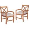 imageWalker Edison Delray Classic Acacia Wood X Back Patio Chairs with Cushions Set of 2 Brown