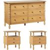 imageWalker Edison Traditional EZ Assembly Vivienne Two 2Drawer Nightstands and 6Drawer Dresser 3Piece Natural