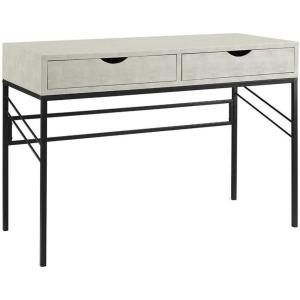 Walker Edison 2 Drawer Modern Wood and Metal Computer Writing Desk Home Office Workstation Small, 44 Inch, Off White(Off White)