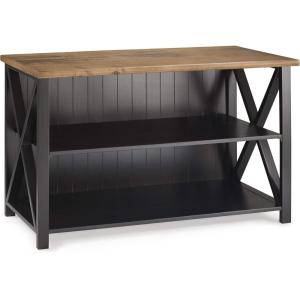 Walker Edison 2 Tier Modern Farmhouse Wood Bookcase Bookshelf Storage Home Office Storage Cabinet, 52 Inch, White(Black)