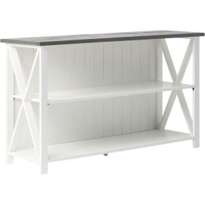 Walker Edison 2 Tier Modern Farmhouse Wood Bookcase Bookshelf Storage Home Office Storage Cabinet, 52 Inch, White(White/Grey Wash)