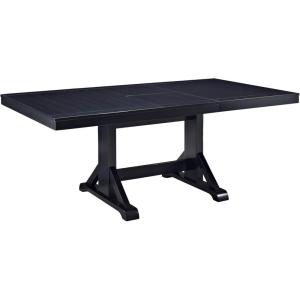 Walker Edison 6 to 8 Person Wood Modern Farmhouse Expandable Dining Room Table with Leaf Kitchen Dining Chairs, 60 Inch, Antique Black(Antique Black)