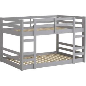 Walker Edison Alexander Classic Solid Wood Stackable Jr Twin over Twin Bunk Bed, Twin over Twin, Grey(Grey)