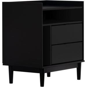 Walker Edison Blythe Mid-Century Modern Tray-Top Storage Nightstand 25 Inch White(Black)