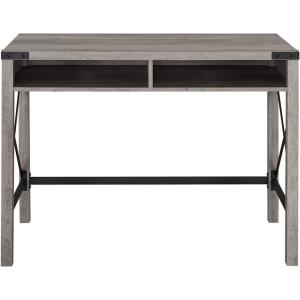 Walker Edison Callum Modern Farmhouse Metal X Writing Desk, 42 Inch, Grey Wash(Grey Wash)