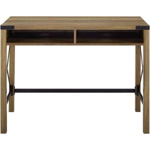 Walker Edison Callum Modern Farmhouse Metal X Writing Desk, 42 Inch, Grey Wash(Rustic Oak)