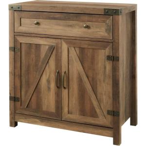 Walker Edison Cass Modern Farmhouse Double Barn Door Accent Cabinet, 30 Inch, Grey Wash(Rustic Oak)