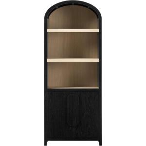 Walker Edison Chantelle Modern Arched Bookcase with Statement Wood Cabinet Pulls – Black(Black)