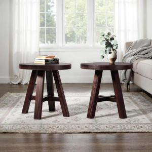 Walker Edison Colt Modern Farmhouse Solid Wood Round Side Table, 18 Inch, Espresso(Espresso)