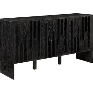 Walker Edison Contemporary Detailed 3-Door Sideboard 55 Inch Ivory Oak(Black)