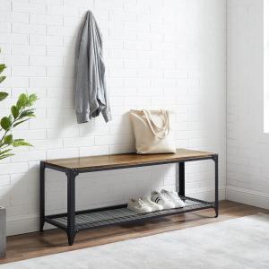 Walker Edison Declan Urban Industrial Angle Iron and Wood Coffee Table, 46 inch, Grey Wash(Rustic Oak)