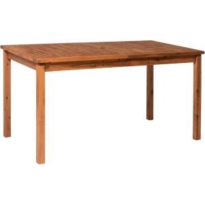 Walker Edison Dominica Contemporary Slatted Outdoor Dining Table, 34 Inch, Brown(Brown)