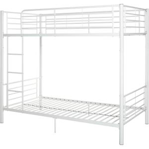Walker Edison Elodie Urban Industrial Twin over Twin Metal Bunk Bed, Twin over Twin, Black(White)