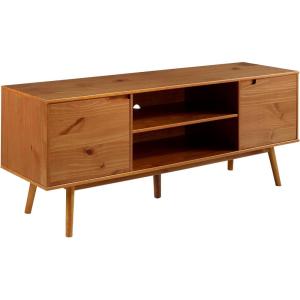 Walker Edison Emery Mid Century Modern Solid Wood TV Stand for TVs up to 80 Inches 70 Inch Caramel(Caramel)