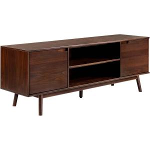 Walker Edison Emery Mid Century Modern Solid Wood TV Stand for TVs up to 80 Inches 70 Inch Caramel(Walnut)